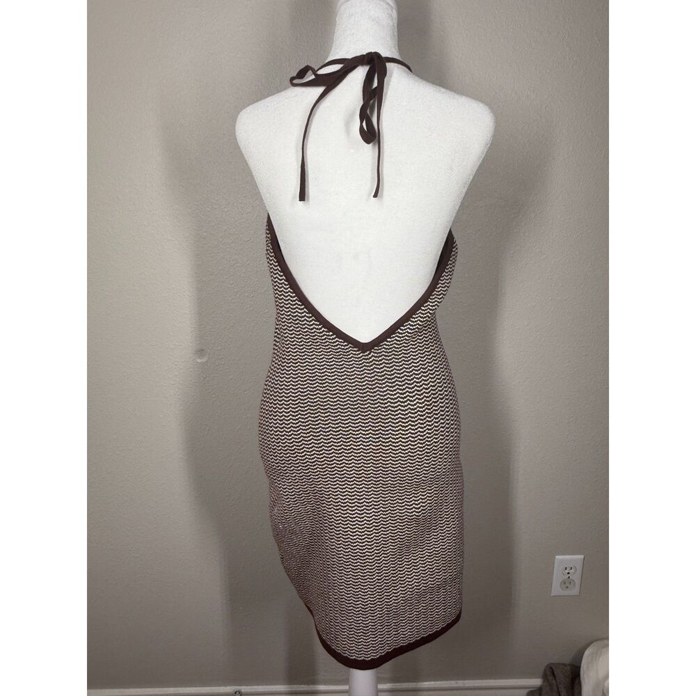 Abercrombie & Fitch Womens Halter Sweater Mini Dress Sz M Brown White - Picture 4 of 9